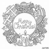 Christmas Coloriage Colorare Natale Doodle Adulti Adult Adultos Reef Erwachsene Magique Weihnachten Justcolor Malbuch Noël Couronne Adultes Coloriages Bells Symbols sketch template
