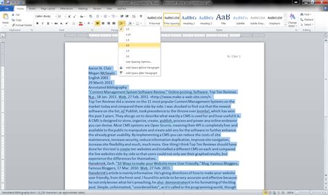 word   create  annotated bibliography