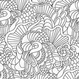 Hand Pages Coloring Adults Vector Sketchy Curl Seamless Doodle Ornamental Drawn Decorative Nature Pattern sketch template