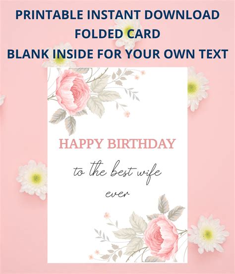 printable greeting card happy birthday lovely wife  wife  card