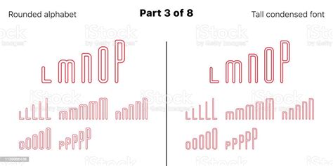 Condensed Outlined Sans Serif Font Rounded Vector Stock Illustration