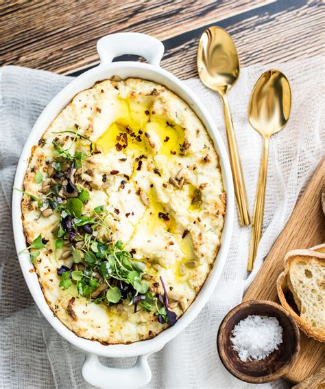 baked ricotta cheese dip  garlic  thyme cooking