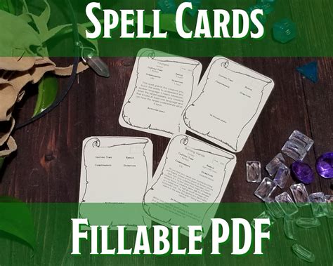 dd spell cards printable fillable  dungeons  dragons etsy