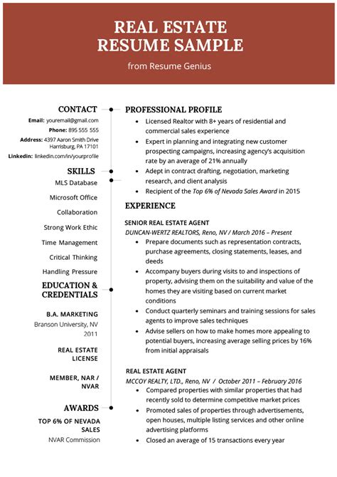 real estate agent resume writing guide resume genius server