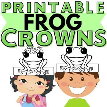printable frog paper crown craft hat set   coloring activity