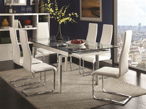 Coaster Modern Dining Contemporary Dining Room Set With Glass Table