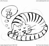Cat Sleeping Outline Coloring Clip Vector Royalty Illustration Clipart Gnurf Background sketch template