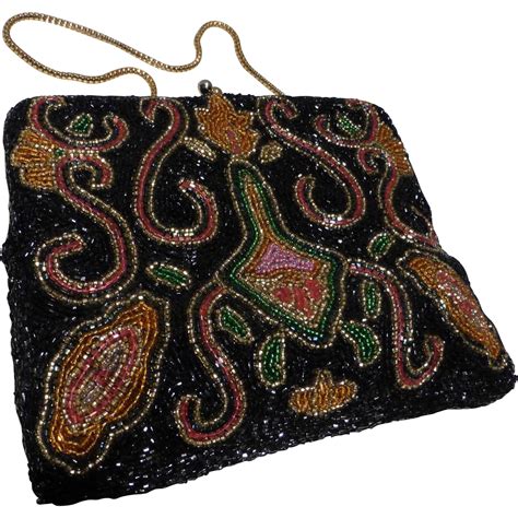 vintage multi color beaded purse handbag clutch from historique on ruby