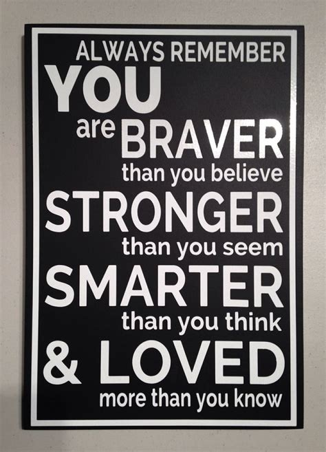 always remember you are braver tan you believe stronger than you seem