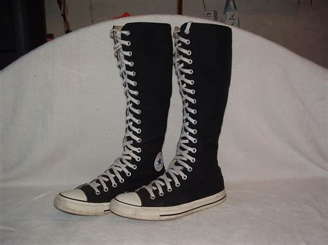 converse chuck taylor all star womens black white knee hi top 1v708 all