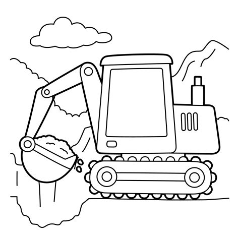 excavator coloring page  vector art  vecteezy