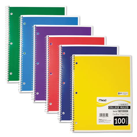 spiral notebook  subject mediumcollege rule assorted color covers