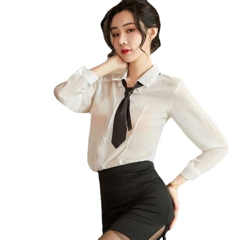 sexy secretary uniform ol coverall tulle shirt sex skirt erotic costume