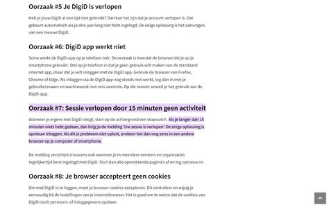 digid inloggen sessie verlopen