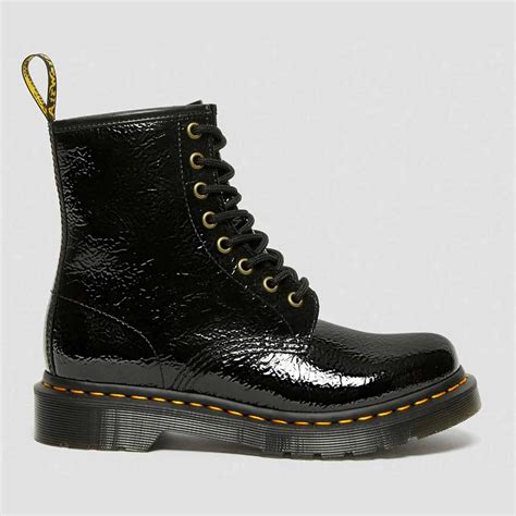 dr martens  womens distressed patent boots  black
