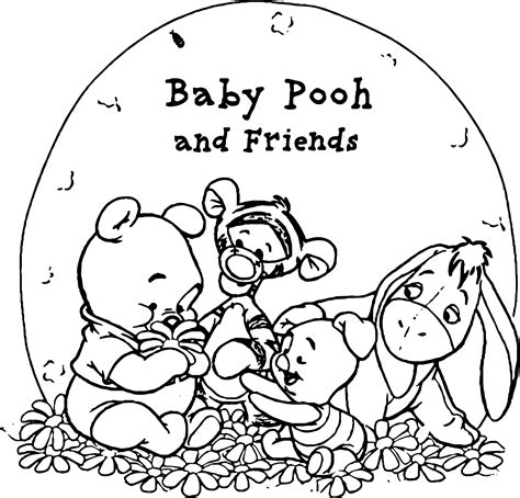 winnie  pooh  friends coloring page scenery mountains