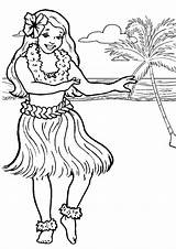 Coloring Hawaiian Pages Hula Beach Girl Dancer Hawaii Dancing Dance Luau Hip Printable Print Hop Color Printables Drawing Template Flamenco sketch template