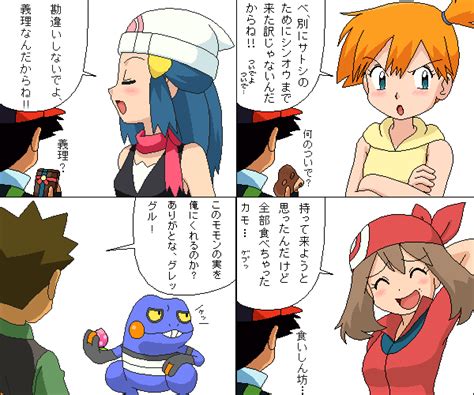 satoshi takeshi haruka hikari kasumi and etc pokemon dppt anime and etc drawn by kuro