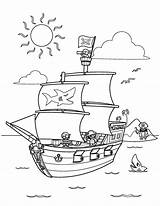Pirate Coloring Ship Boat Pages Printable Getcolorings Color sketch template