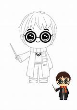 Potter Harry Coloring Pages Kawaii Printable Kids Cartoon Chibi Sheets Sheet Choose Board sketch template