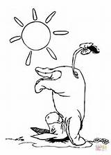 Coloring Eeyore Pages Sun Warming Tail His Under Winnie Pooh Body Drawing sketch template