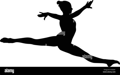 split jump girl gymnast  competition gymnastics black silhouette