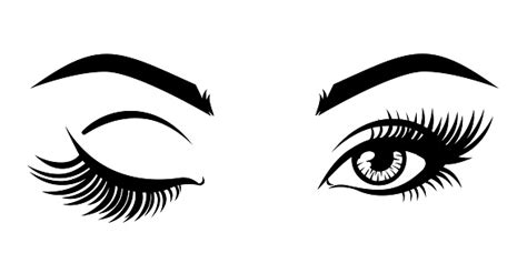 vector illustration with closed and open eyes with long eyelashes stock