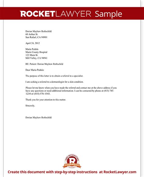 letter  request  referral   doctor template  sample
