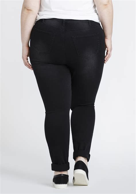 women s plus size black ripped skinny jeans warehouse one