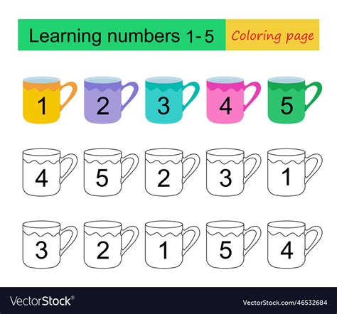 learning numbers   coloring page educational vector image