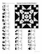 Improper Fractions Worksheet Numbers Mixed Color Converting Preview sketch template