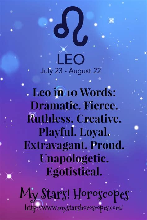 Leo In 10 Words Leo Astrology Traits Quotes Personality Horoscope