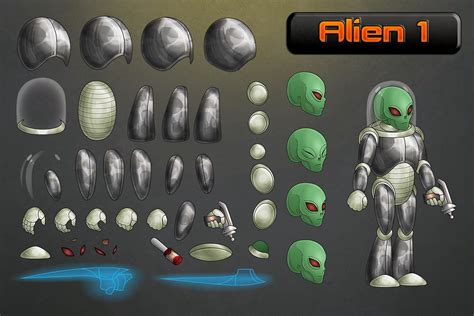 alien cyborg  character sprites craftpixnet