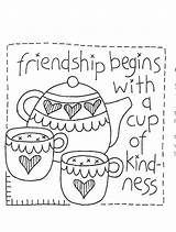 Coloring Pages Teapots Embroidery Coffee Tea Designs Colouring Friendship Patterns Crafts Pots sketch template