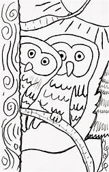 Owls Drawn Tree Coloring Treasure Christian Box Nikitenko Susan sketch template