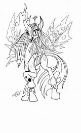 Queen Chrysalis Coloring Pages Pony Little Getcolorings Bw sketch template
