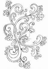 Doodle Vector Scroll Drawing Flowers Pattern Sketchy Vines Embroidery Ornate Illustration Patterns Choose Drawings Board Floral 123rf Designs Hand Coloring sketch template