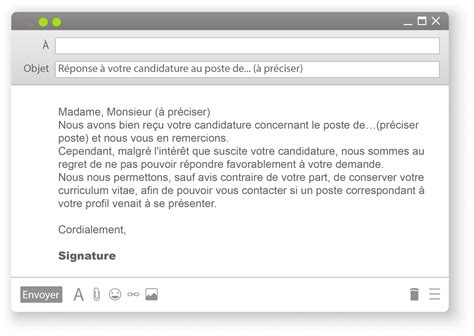 lettre type de refus de candidature
