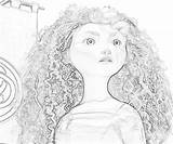 Merida Coloring Brave Pages Disney Sketch Pixar Princesses Face Color Movie Hair Looking Cinderella Snow Other Click sketch template