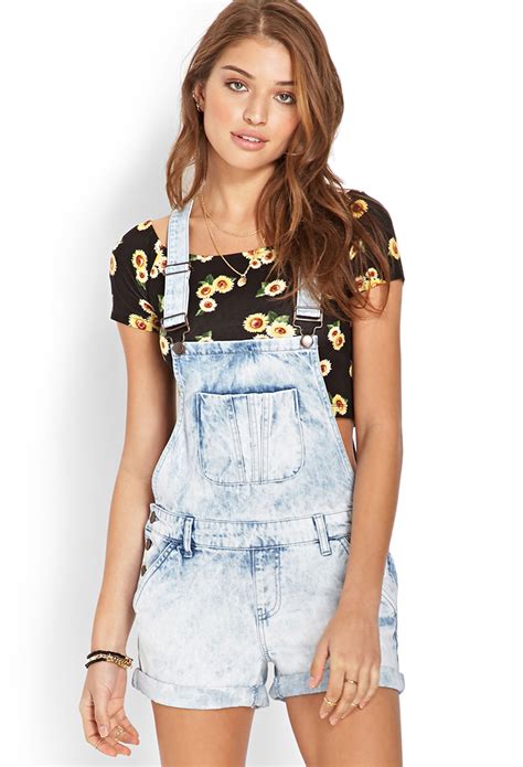 Forever 21 Mineral Wash Overall Shorts You Ve Been Added To The