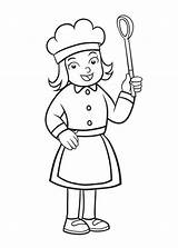 Chef Coloring Girl Pages Kids Cooking Printable sketch template