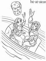 Rapunzel Coloring Pages Print Flynn Disney Color Princess Tangled Lantern Printable Rider Boat sketch template