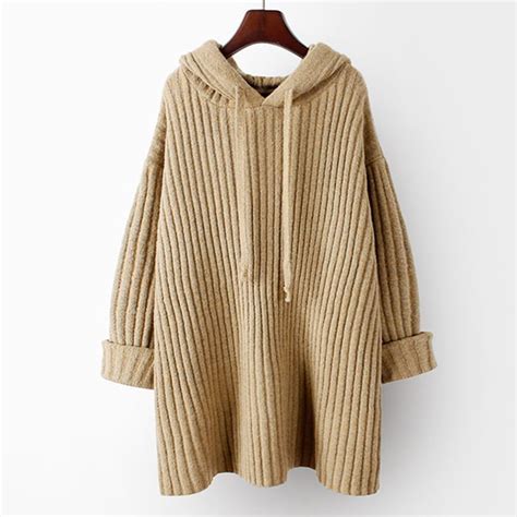 sagace women s long sleeve hood sweater loose turtleneck long knit