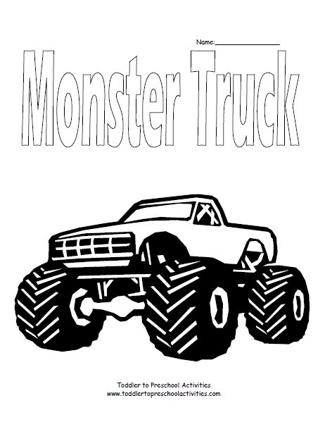 toddlertopreschoolactivitiescom monster truck coloring pages truck