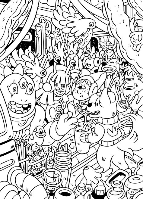 whimsical coloring pages  katie longua rose city comic