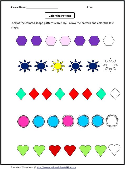kindergarten math worksheet patterns kindergarten printable