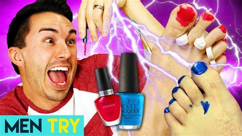 Men Try Painting Their Toenails Electric Shock Challenge