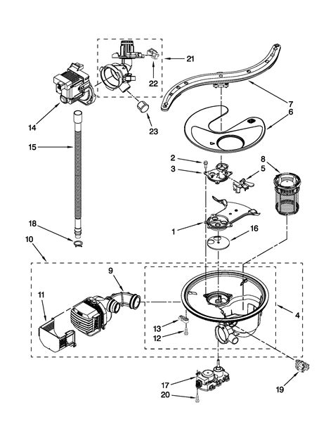 pump washarm  motor parts diagram parts list  model kudeixbl kitchenaid parts