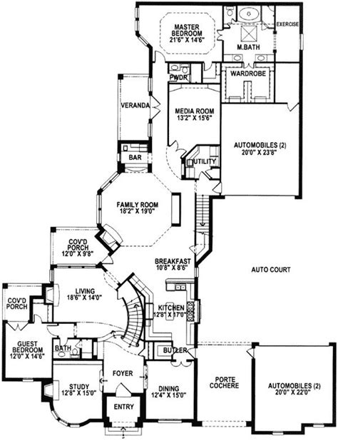 plan hn master  main luxury home plan  porte cochere luxury house plans country