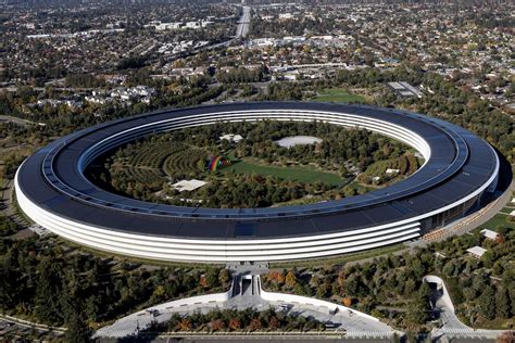 file photo aerial view  apples headquarters  cupertino